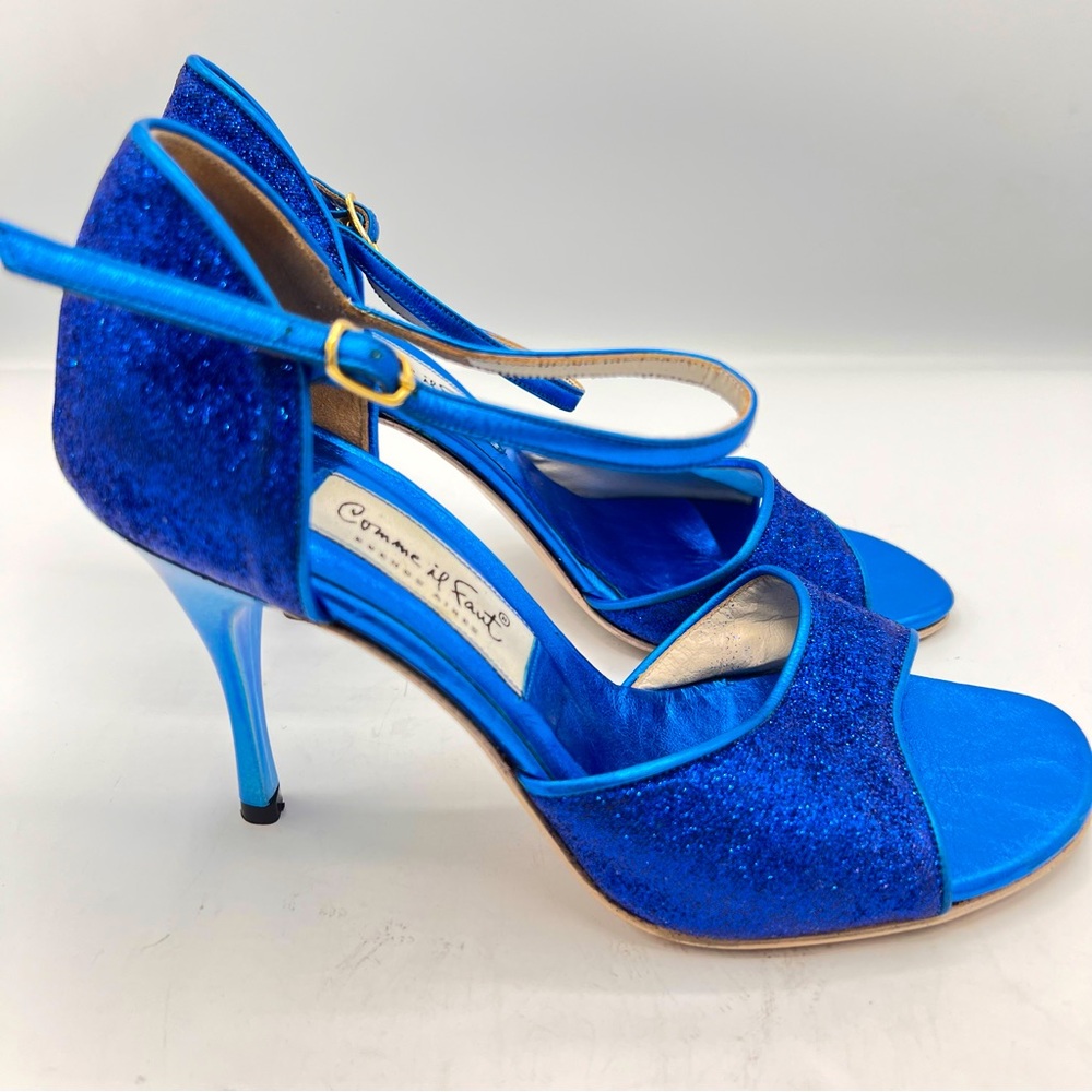 Comme IL Faut Royal Blue Glitter Tango Heels with Ankle Strap - Picture 4 of 10